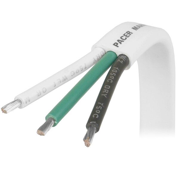 Pacer 12/3 AWG Triplex Cable, Black/Green/White, 250'